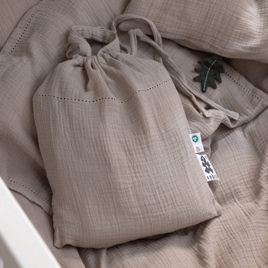 Mousseline beddengoed baby - Dekbedovertrek - 100x70 & 40x45 - Seabreeze beige
