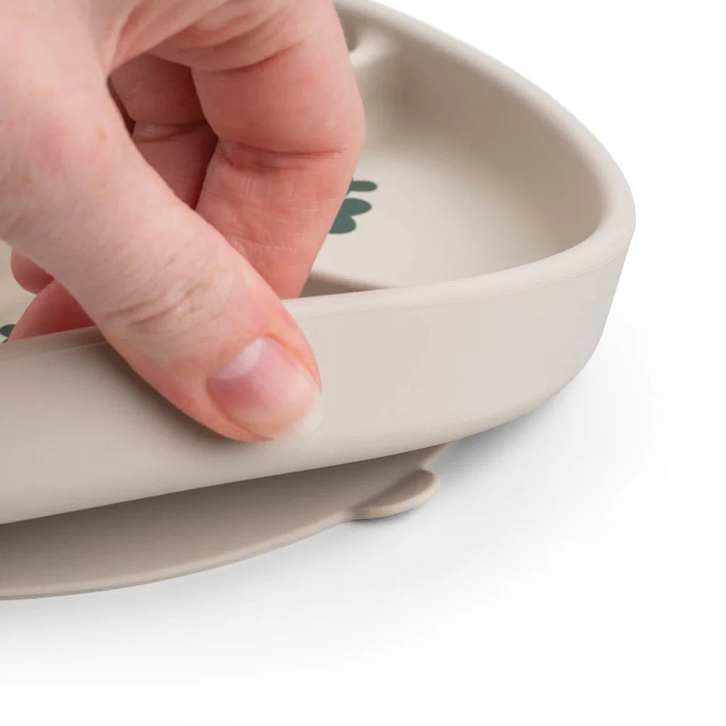 Silicone suction plate - Stick&Stay compartment plate - Tiny farm - Sand - Done by Deer