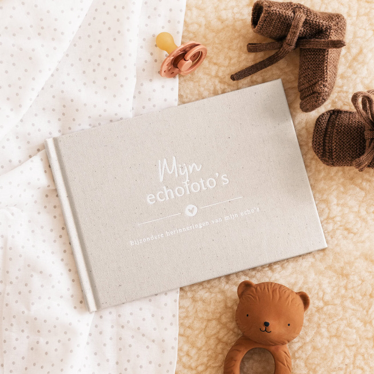 Baby invulboekje - Mijn echofoto´s – Linnen Beige - Fyllbooks