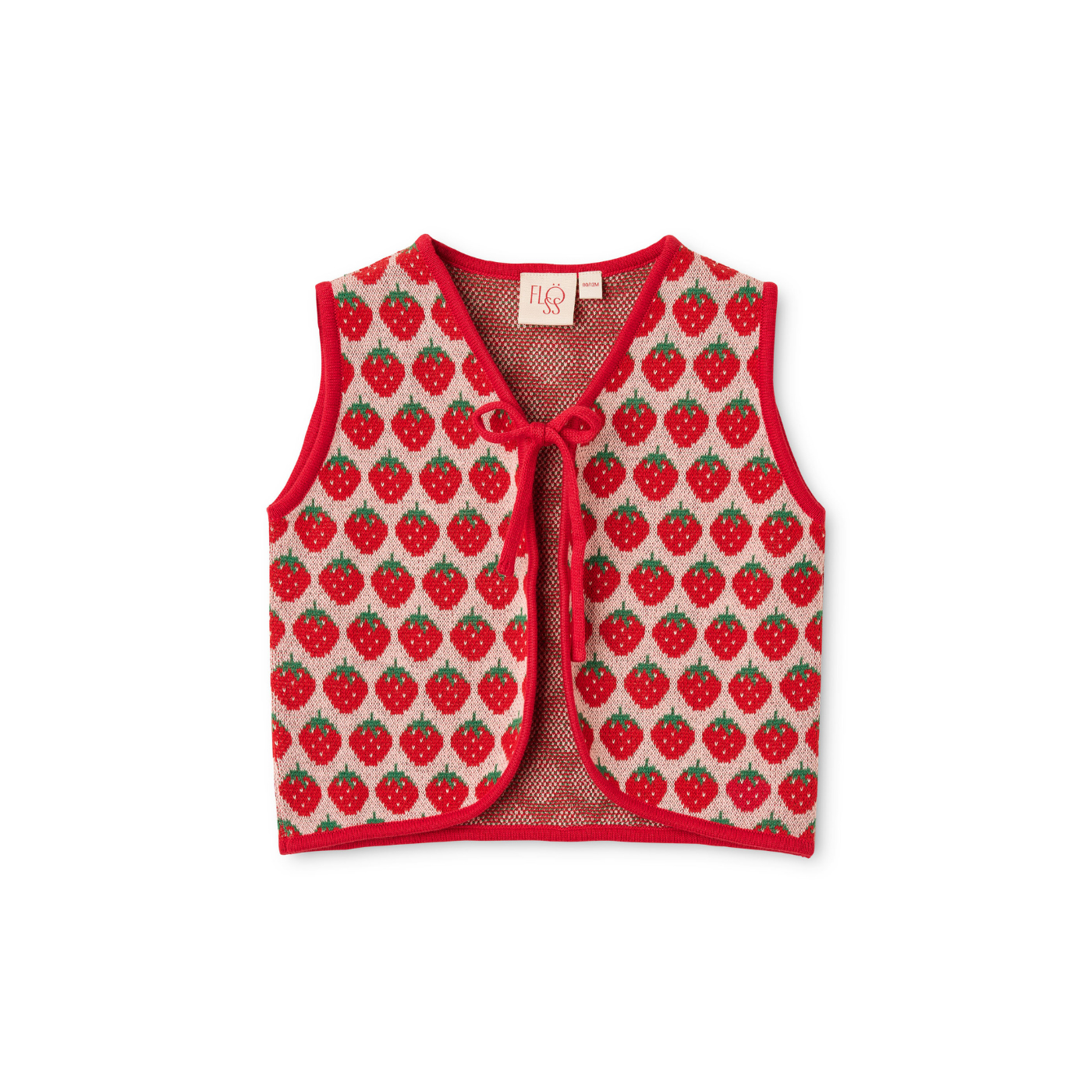 Gebreid gilet Line Vest – Blossom Pink Berry – 100% katoen – Flöss