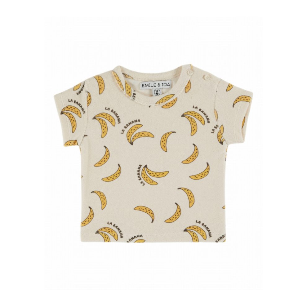 Top badstof - Tee Shirt Eponge - Biologisch katoen mix - Bananen/Off white - Emile et Ida