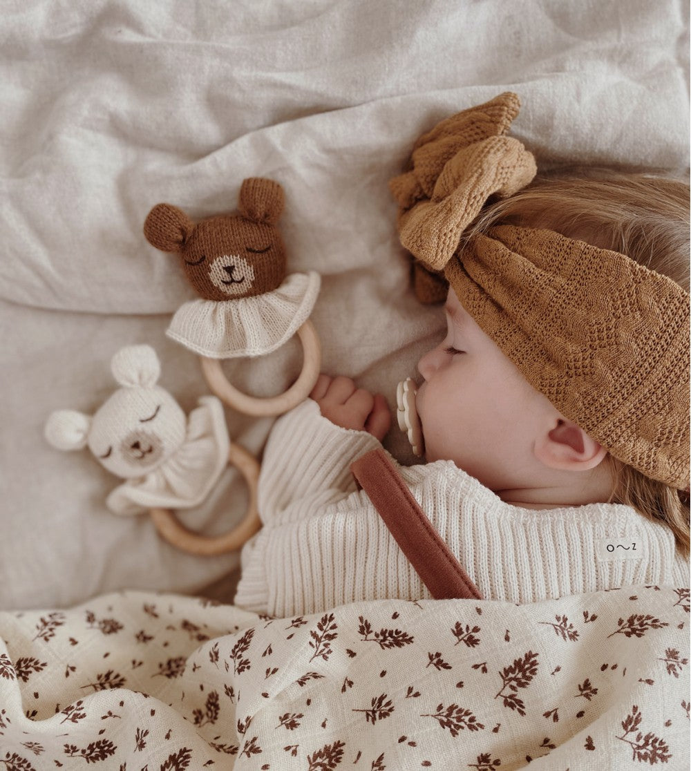 Bijtring/Teething ring - Teddy nut/Bruine beer - Alpaca wol - Main Sauvage