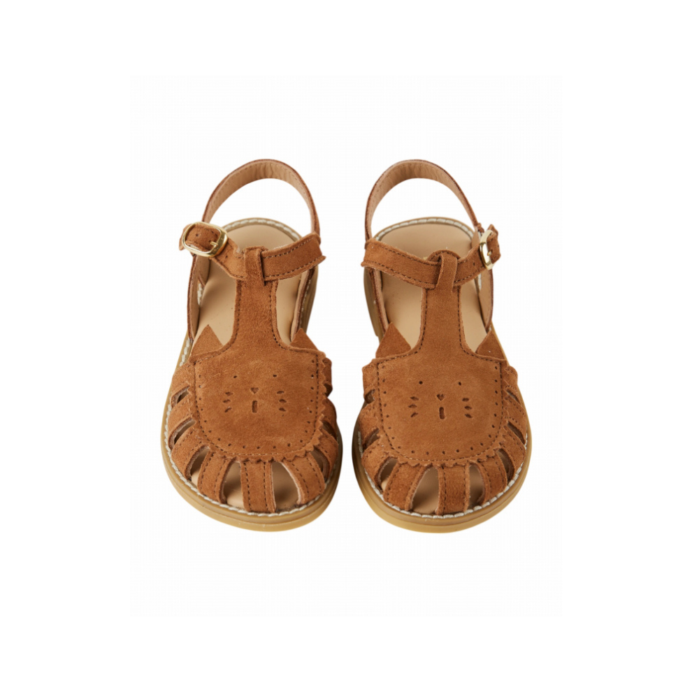 Katten sandalen - Leer - Camel/bruin - Emile et Ida voor