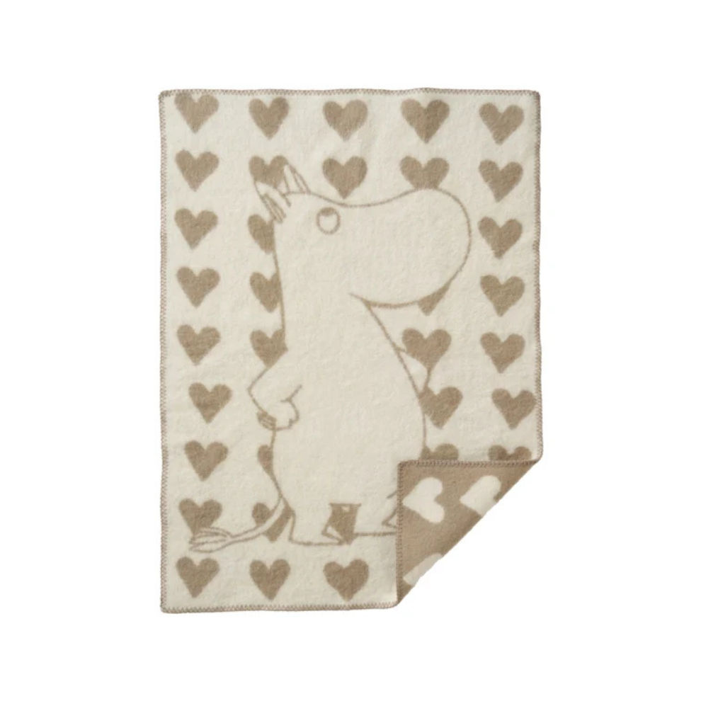 Wiegdeken Moomin Heart - Biologisch wol - Taupe/bruin - 65x90 cm - Klippan