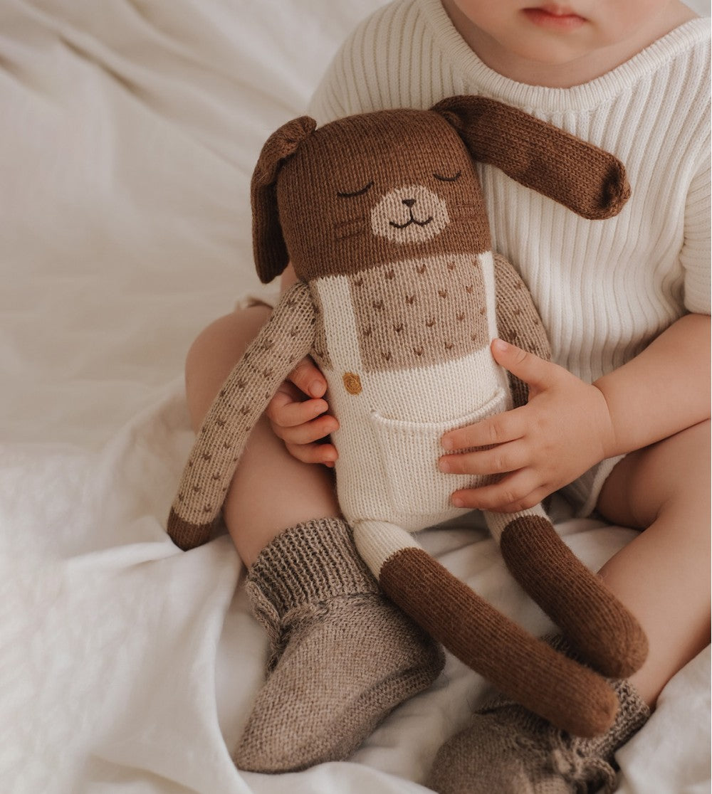 Large rabbit plush - Large bunny - Ecru overall - Alpaca wool - Main Sauvage