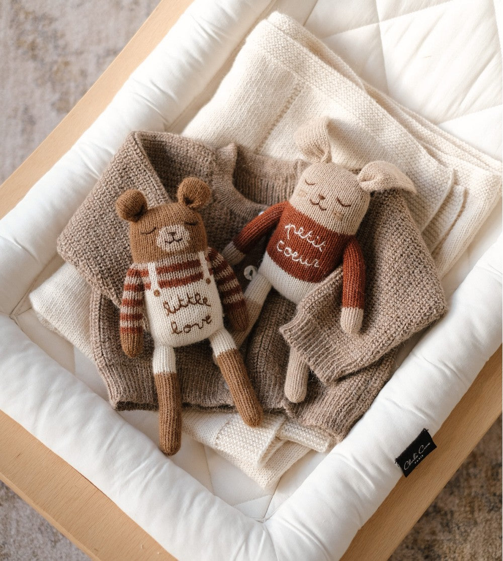 Knitted cuddly bear/teddy - Little love - Alpaca wool - Main Sauvage