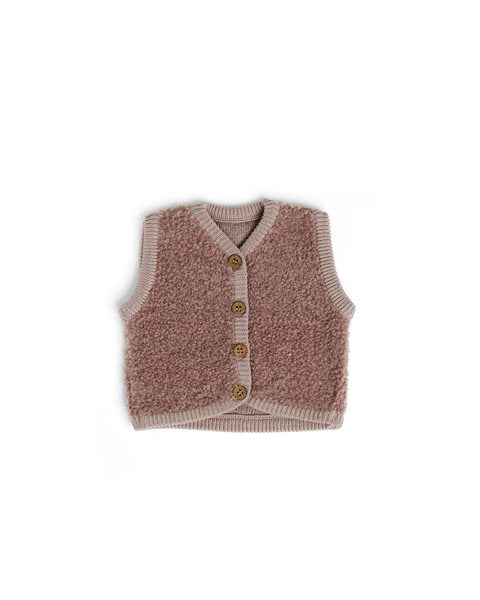 Bouclé vest - Merino wool - Pink - Smallstuff