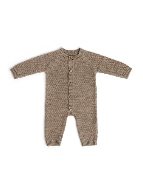 Knitted romper - Merino wool - Square knit - Brown - Smallstiff