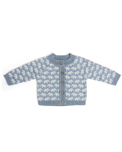 Cardigan Elephants - Merino wool - Blue - Smallstuff