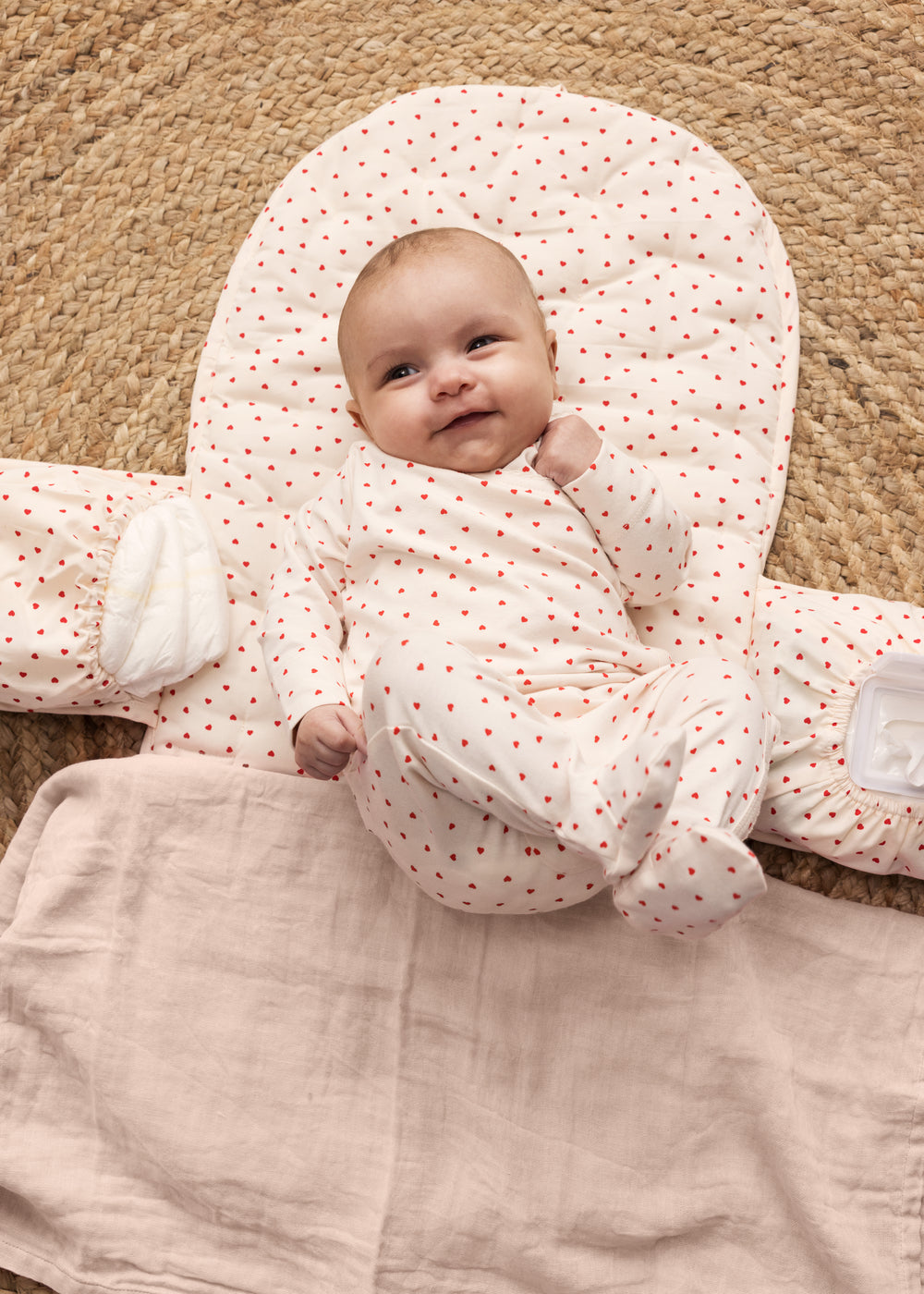 Changing Mat - Organic Cotton - Happy Hearts - MarMar Copenhagen