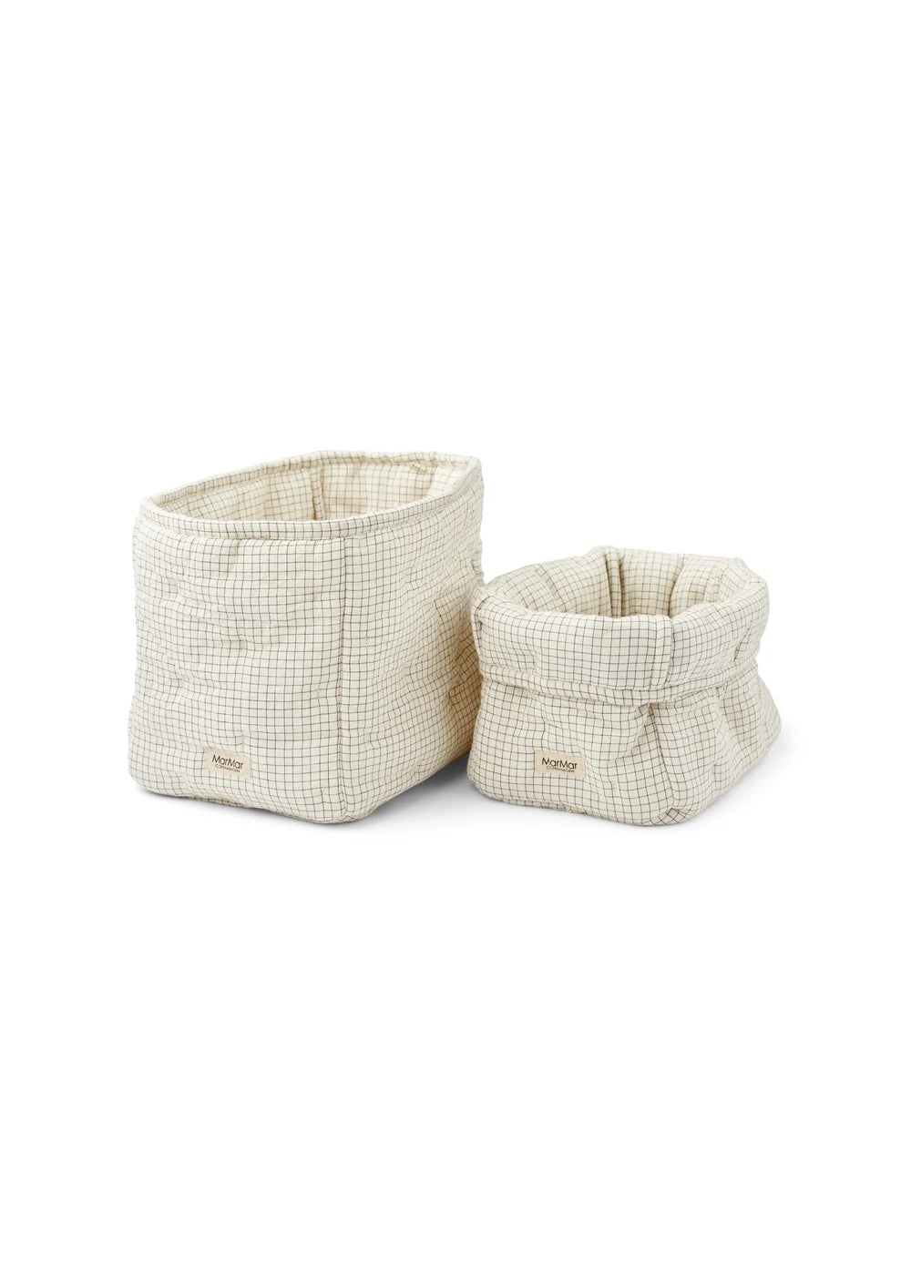 Nursery Storage Bags – Deep Lake Check – Set van 2 gewatteerde opbergmandjes – Biologisch katoen – MarMar Copenhagen