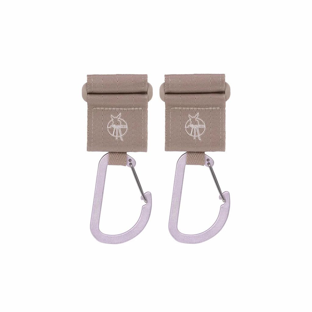 Kinderwagenhaken met Karabijnhaak (2-pack) – Olive, Beige, Black & Anthracite – LÄSSIG