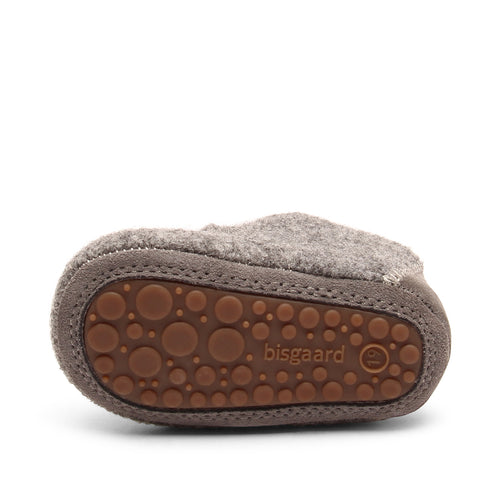 Baby Wool Grey – Wool baby booties – Bisgaard: bottom of the bootie showing the sole.