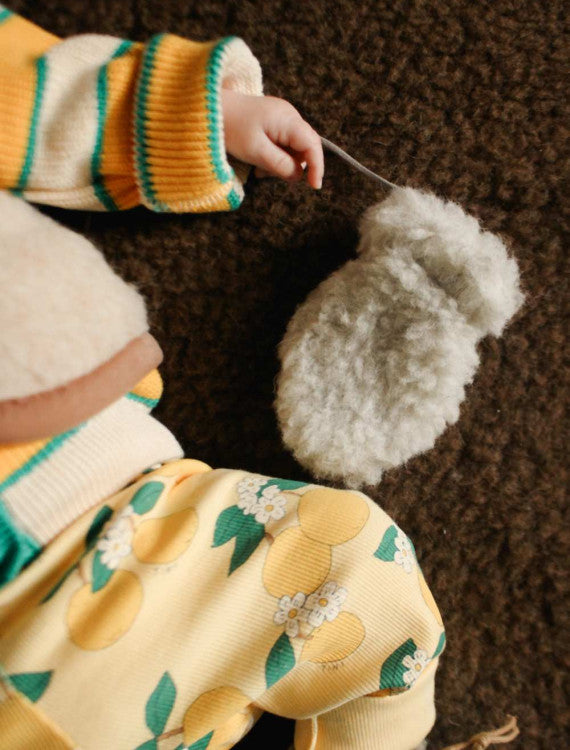 Wollen kinderwanten met koord - Gully Junior Beige – 100% wol – Alwero