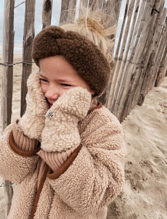 Wollen kinderwanten met koord - Gully Junior Beige – 100% wol – Alwero