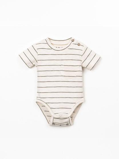 Romper met borstzakje - Dark Green - 100% biologisch katoen - Play Up - voorkant