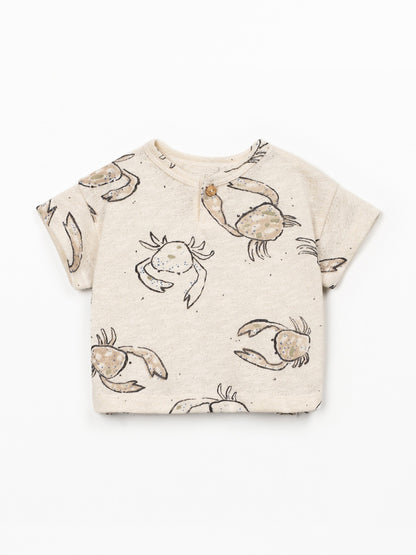 T-shirt met krabprint - Raw - 100% biologisch katoen - Play Up - voorkant
