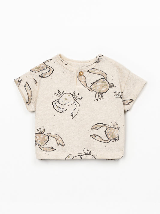 T-shirt met krabprint - Raw - 100% biologisch katoen - Play Up - voorkant