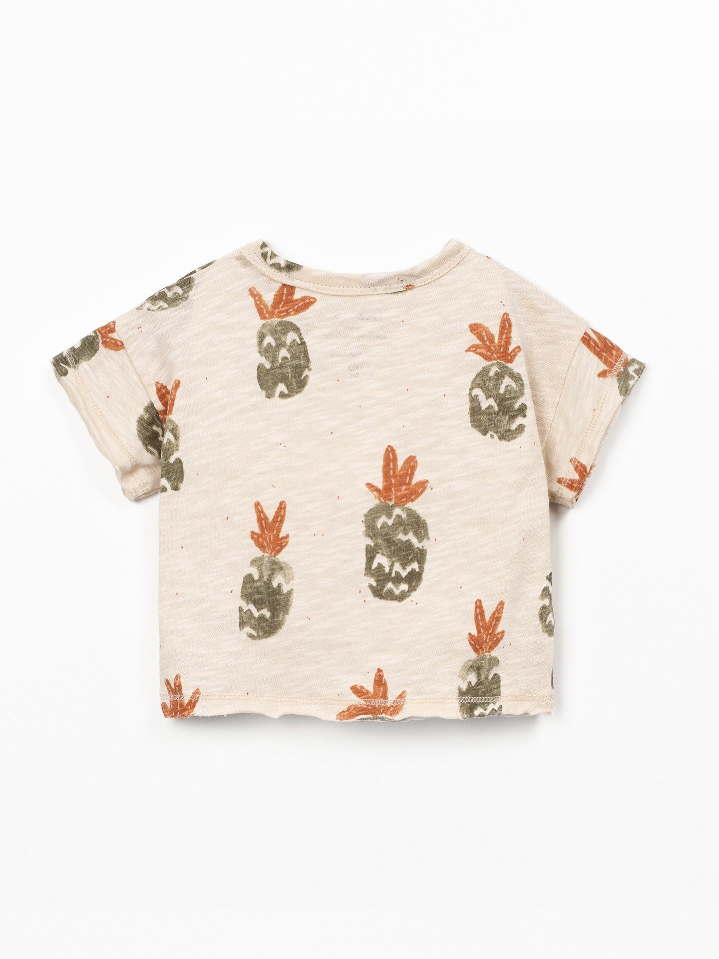 T-shirt met ananasprint - Beige - 100% biologisch katoen - Play Up - achterkant