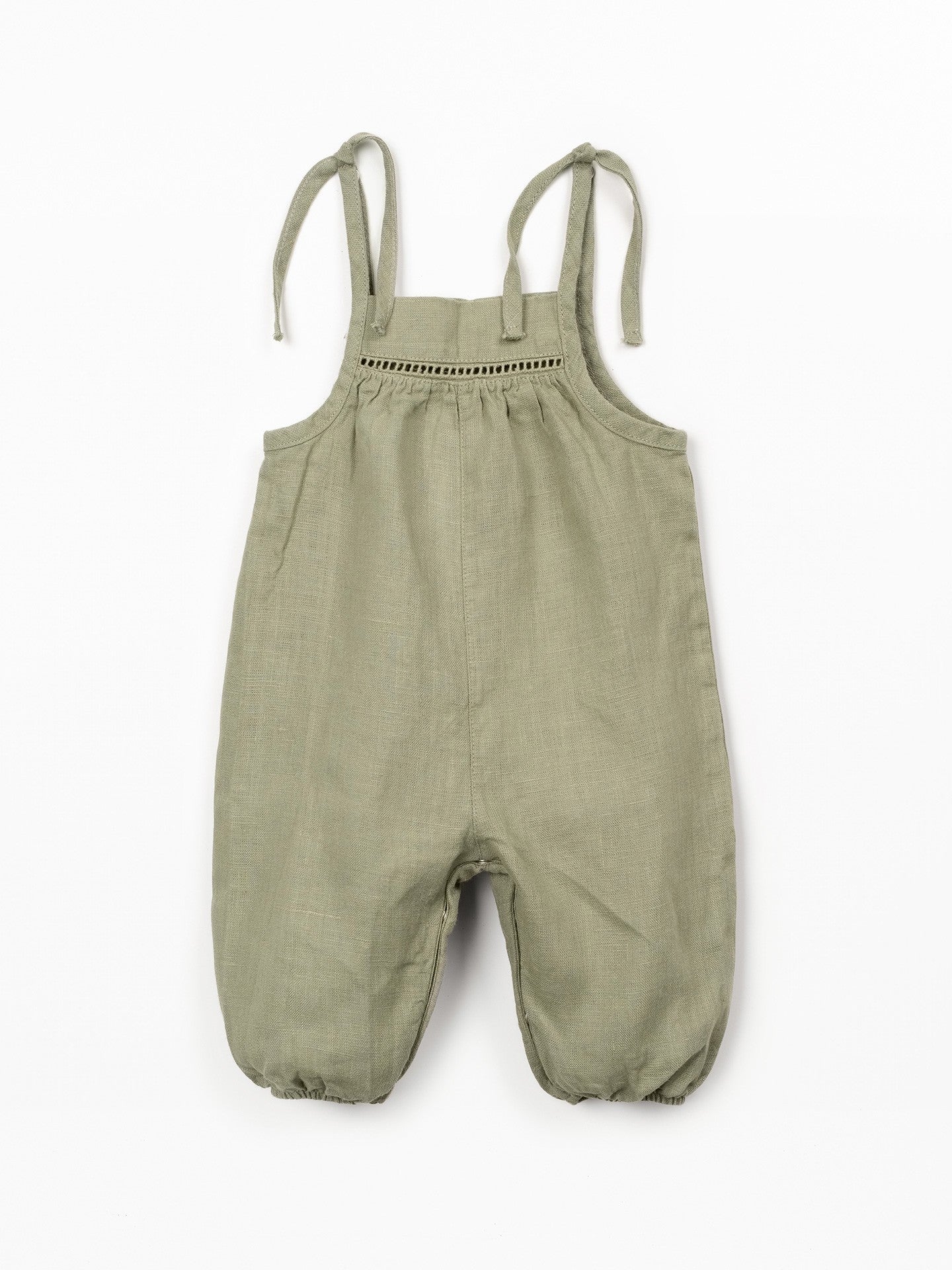 Linnen jumpsuit - Khaki groen - 100% linnen - Play Up - voorkant