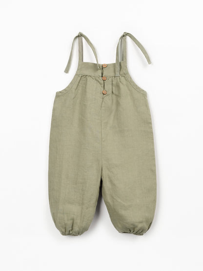 Linnen jumpsuit - Khaki groen - 100% linnen - Play Up - achterkant