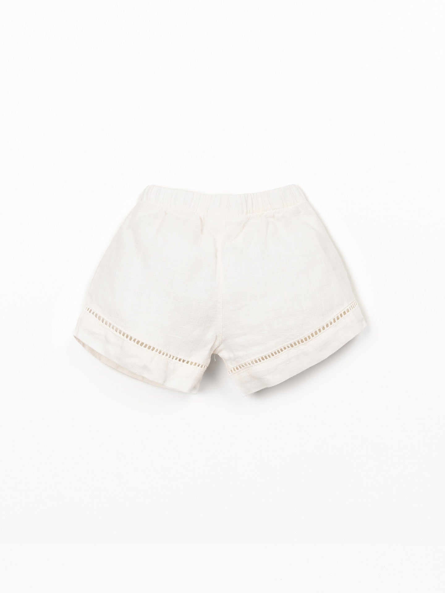 Linnen short met elastische taille - Ecru - 100% linnen - Play Up - productfoto