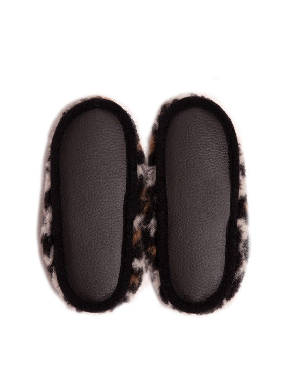 Cloudlet Hausschuhe – Wollene Damenpantoffeln – Leopard – 100% Wolle mit Ökosohle – Alwero