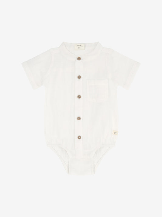 Short Sleeve Romper - Organic Cotton Muslin - Body Shirt SS - En Fant