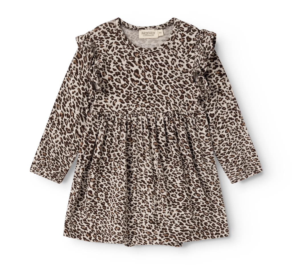 Babyjurkje Leo Ramona Frill LS met geïntegreerde romper - Modal - Dark Brown Leo - MarMar Copenhagen - productfoto - afbeelding 2