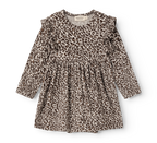 Babyjurkje Leo Ramona Frill LS met geïntegreerde romper - Modal - Dark Brown Leo - MarMar Copenhagen - productfoto - afbeelding 2