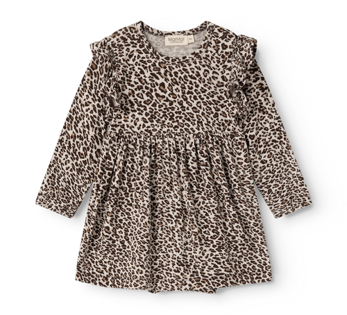 Babyjurkje Leo Ramona Frill LS met geïntegreerde romper - Modal - Dark Brown Leo - MarMar Copenhagen - productfoto - afbeelding 2