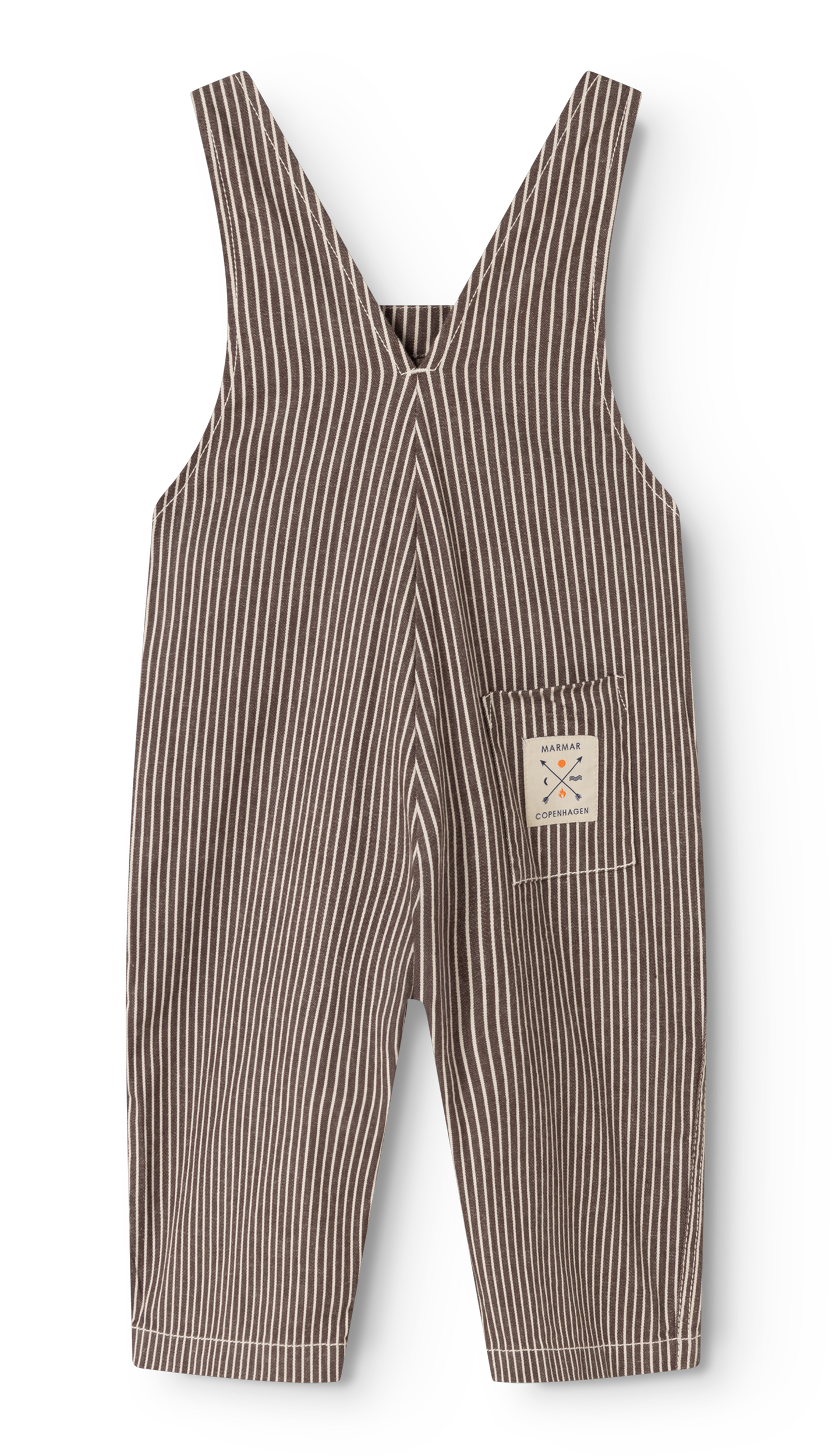 Baby tuinbroek Ruben - Soft denim - Dark Brownie Stripe - MarMar Copenhagen - productfoto - afbeelding 3