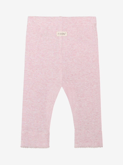 Leggings - Modal/Cotton - Pink/Bleached Mauve Melange - Fixoni