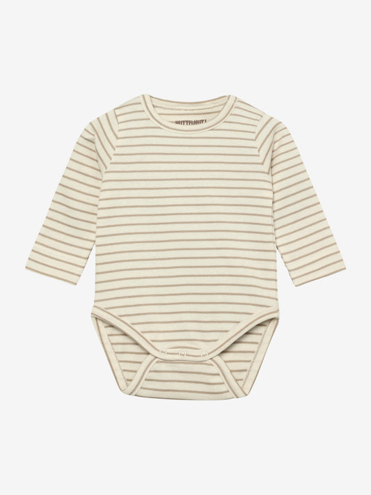 Romper lange mouw - Biologisch katoen - Body LS YD Stripe - White Pepper - Huttelihut