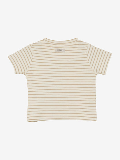 Baby T-shirt - Organic Cotton - Striped Beige/White Pepper - Huttelihut