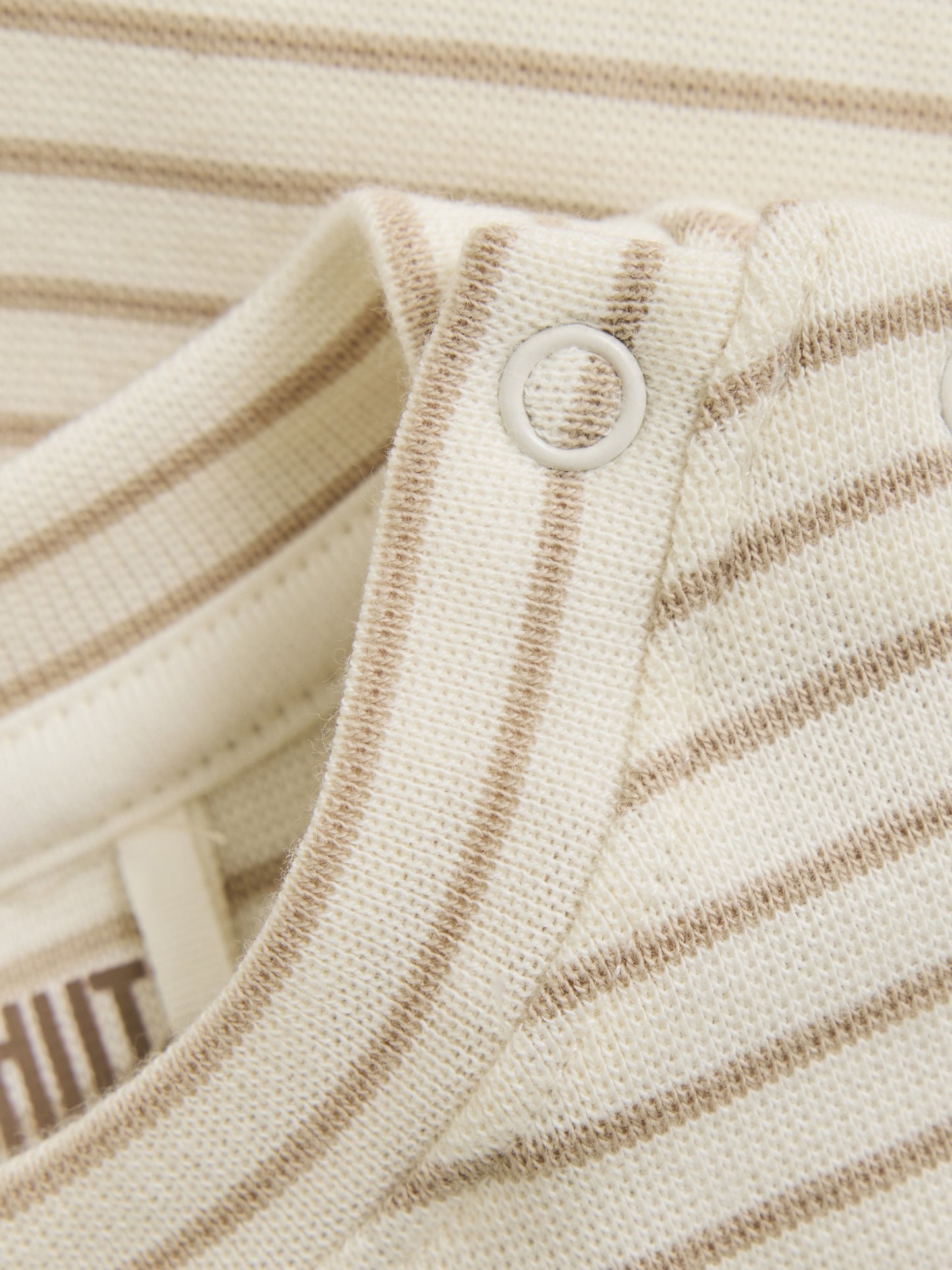 Baby T-shirt - Organic Cotton - Striped Beige/White Pepper - Huttelihut