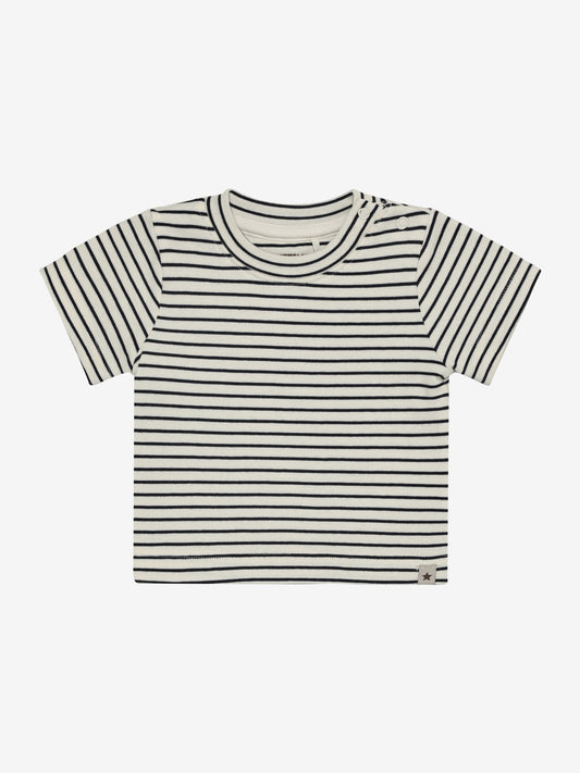 T-shirt baby - Biologisch katoen - Gestreept navy/Bering Sea - Huttelihut