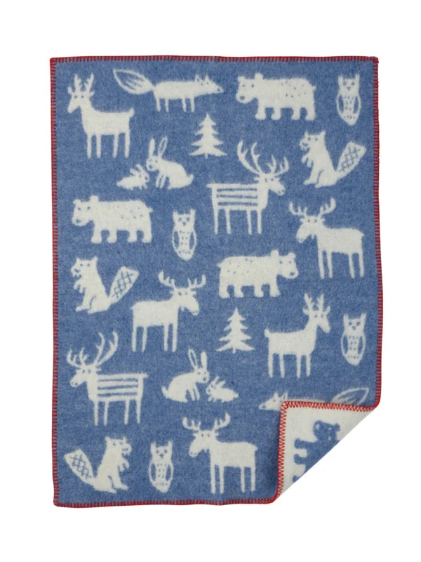 Wiegdeken Forest - 100% eco-wol - Blauw - Klippan Yllefabrik