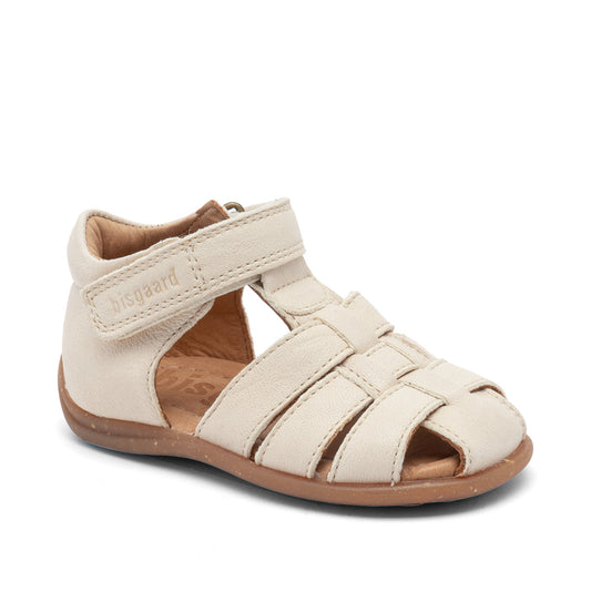 Leren sandaal - Gesloten teen - Linnen/wit - Bisgaard