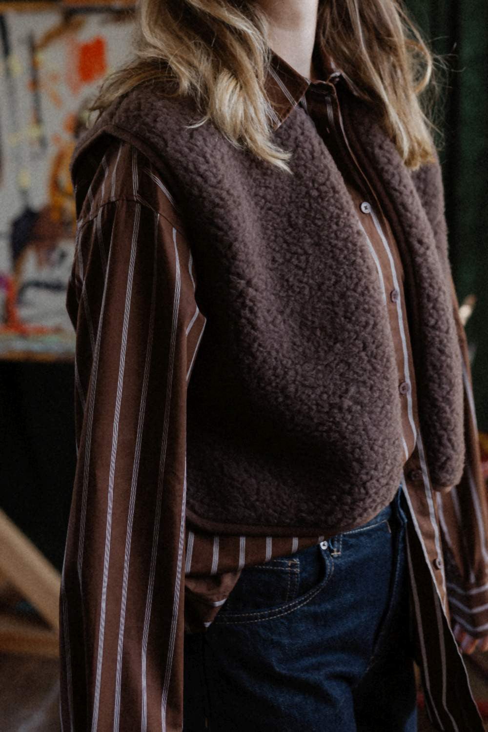 Camino Gilet – Choco Martini Light – Gilet court femme en 100 % laine – Alwero