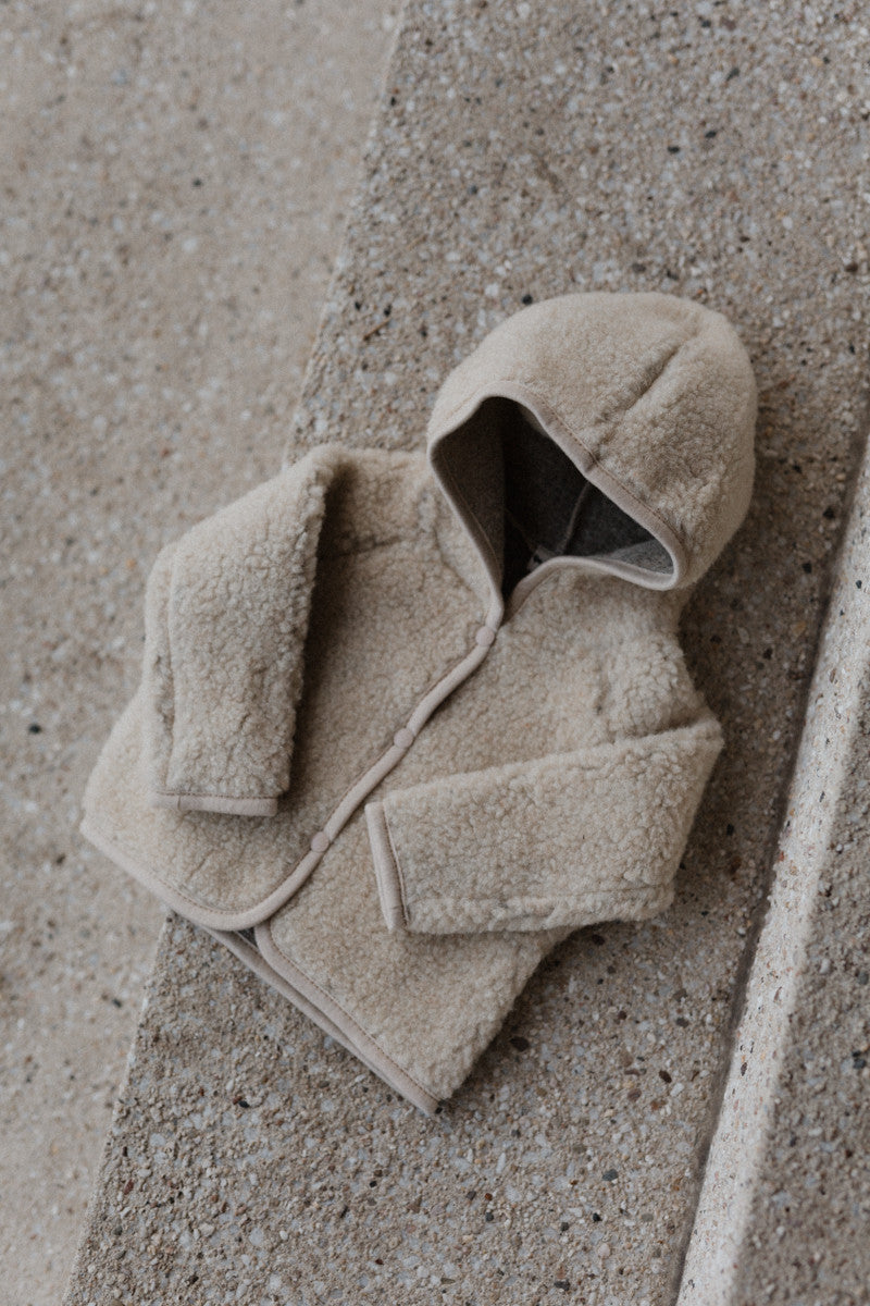 Wollen vest/jasje - Kuku Light Sand Brown – 100% lichte wol – Alwero