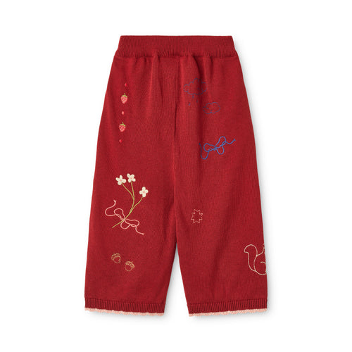 Pantalon Agnes – Coupe large – Dark Cranberry – 100 % coton – Flöss
