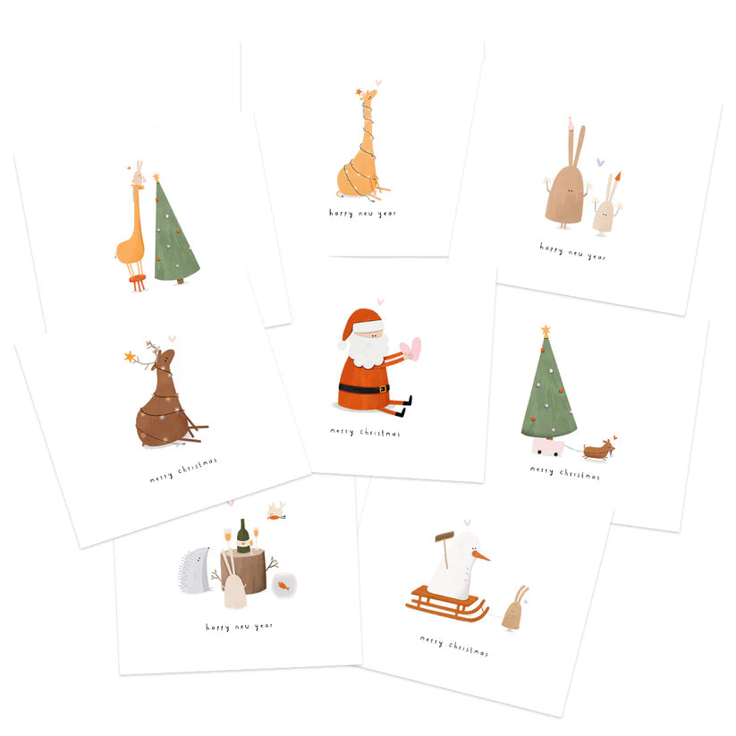 Set of 8 Christmas cards including envelopes and sticker sheet - Alijt