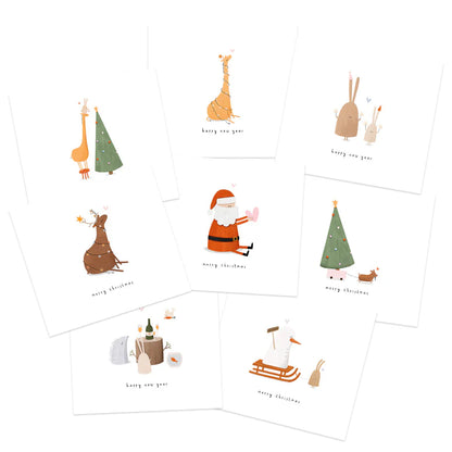 Set of 8 Christmas cards including envelopes and sticker sheet - Alijt