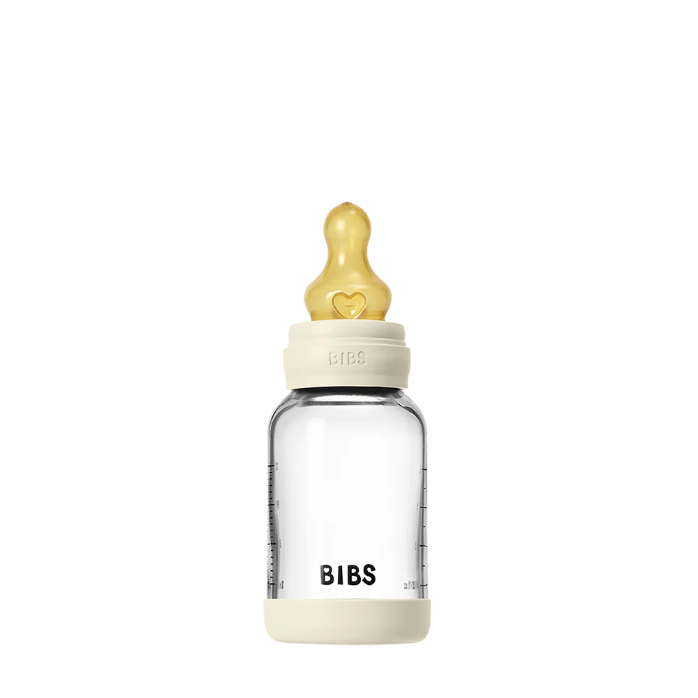 Babyflasche aus Glas - Latex/Naturkautschuk - Ivory - 120 ml oder 240 ml - BIBS