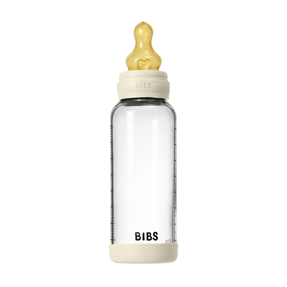 Babyflasche aus Glas - Latex/Naturkautschuk - Ivory - 120 ml oder 240 ml - BIBS