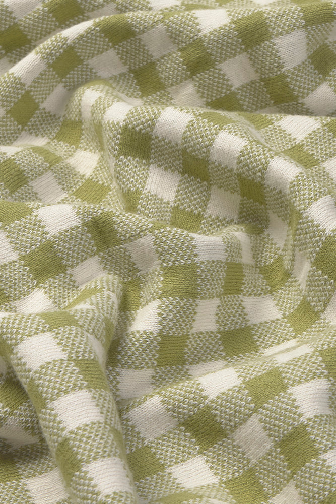 Gebreide deken Vichy Tiles - Toffee, Matcha & Ivory - 100% katoen - Lorena Canals - productfoto - afbeelding 2