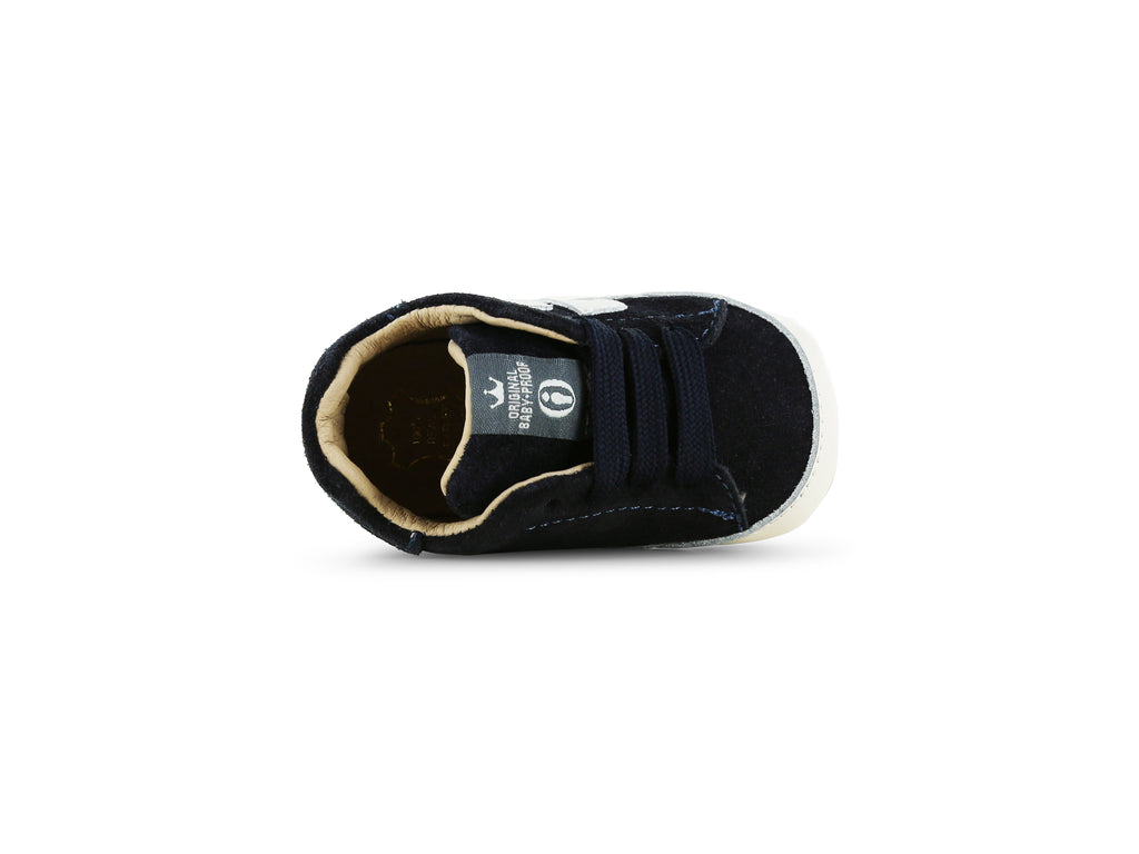 BABY-PROOF® eerste loopschoentjes Navy / Taupe – Suède & leer – Shoesme