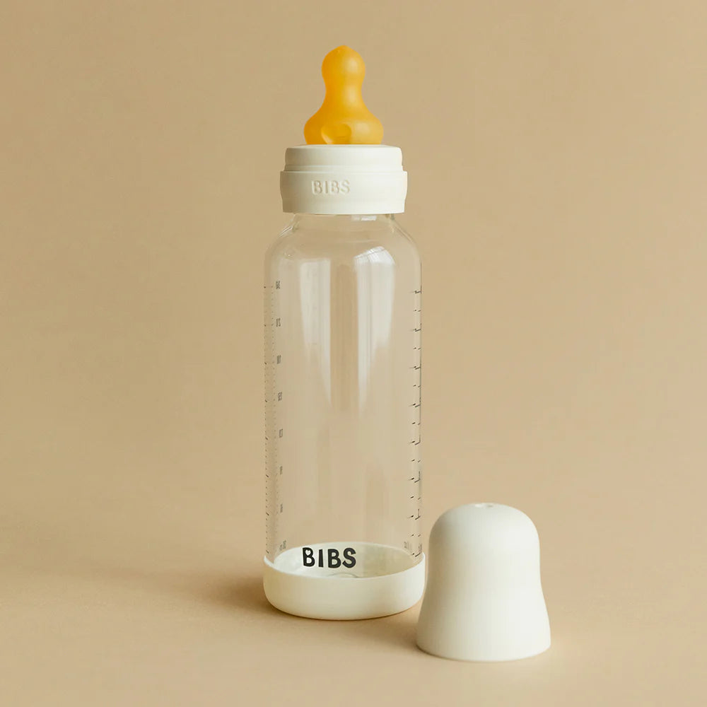 Babyflasche aus Glas - Latex/Naturkautschuk - Ivory - 120 ml oder 240 ml - BIBS