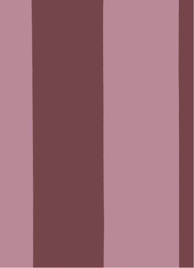 Brede Strepen Bordeaux Roze – Atelier Chien: detail of the wallpaper pattern.